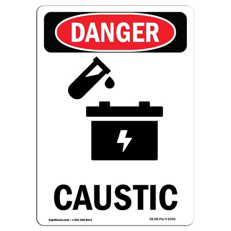 Signmission Safety Sign, OSHA Danger, 24" Height, Caustic, Portrait, D-1824-V-1055 OS-DS-D-1824-V-1055